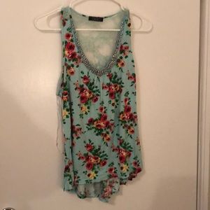 Floral tank with lace back